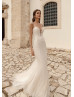 Cap Sleeves Beaded Ivory Lace Tulle Luxury Wedding Dress